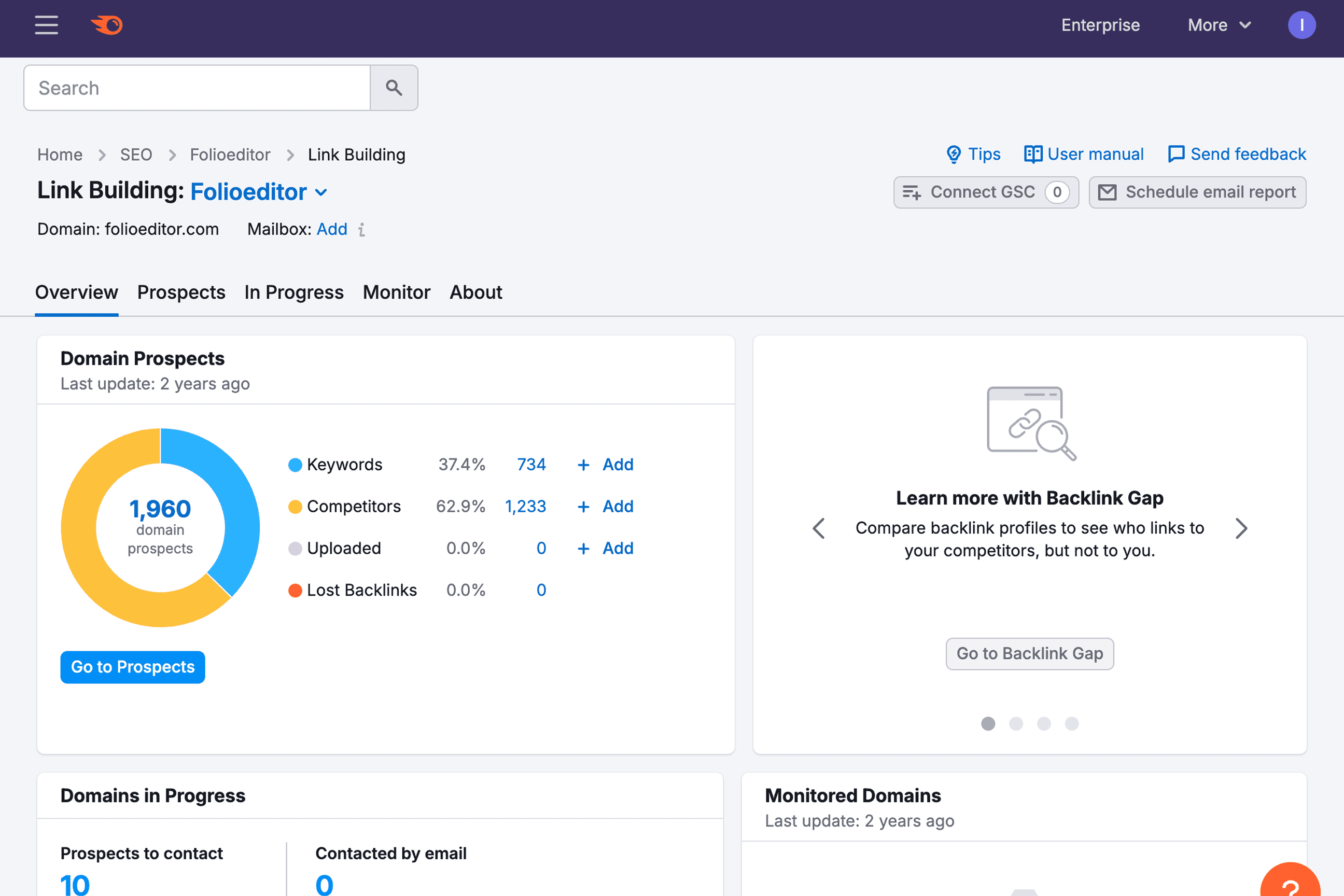 Semrush Link Building Tool